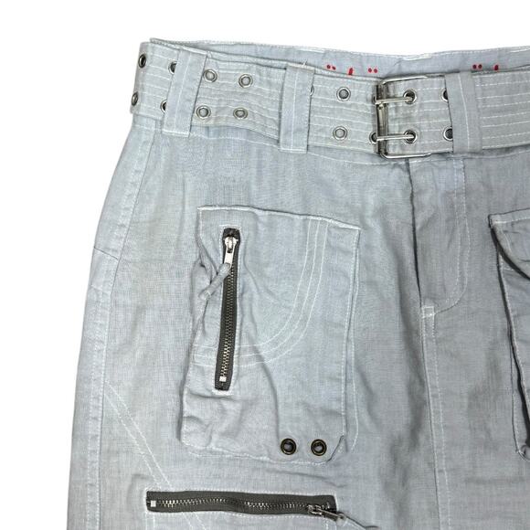 Pete & Greta Johnny Was Linen Cargo Utility Skirt 2 Light Blue Casual Grunge - Picture 3 of 7